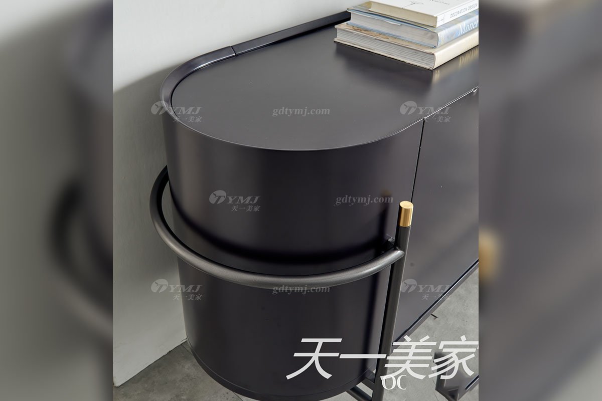 极简风格家具91精品久久久久久水蜜桃别墅会所大宅简约E0级环保板黑色餐边柜WD601餐边柜细节