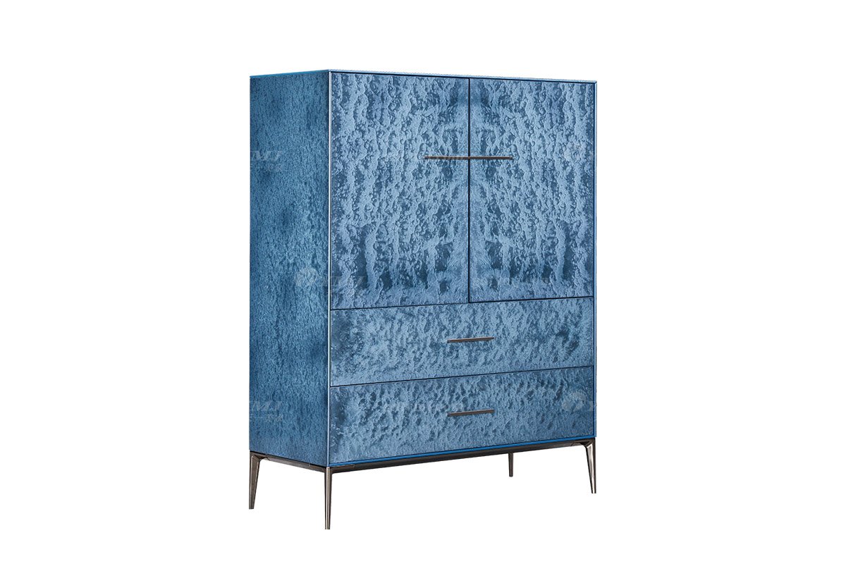 时尚91精品久久久久久水蜜桃意式极简家具大宅家用大气拉丝不锈钢五金脚墨绿色水波纹装饰柜