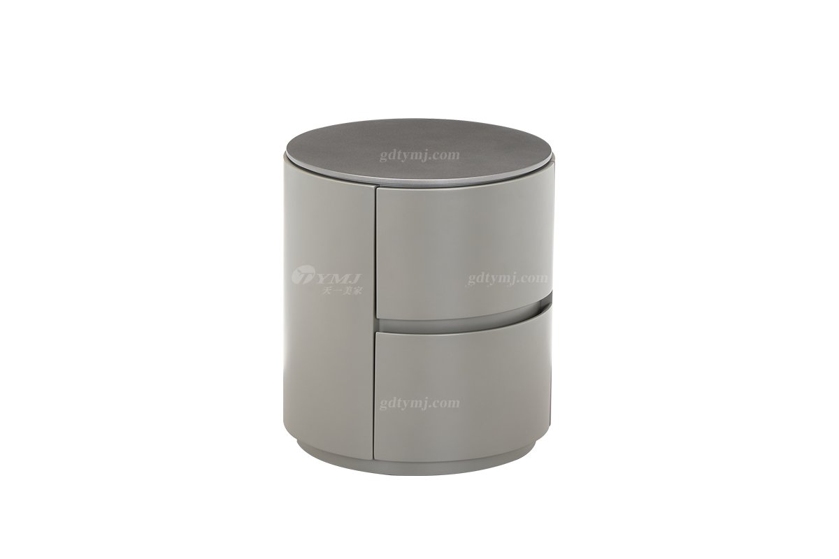 时尚91精品久久久久久水蜜桃意式极简家具别墅大宅莫兰迪灰哑光漆床头柜