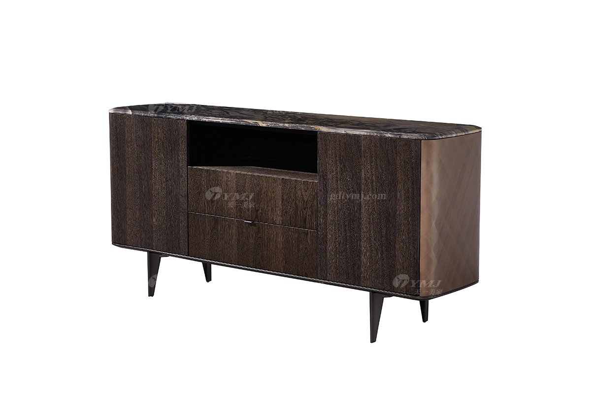 时尚91精品久久久久久水蜜桃意式极简家具别墅大宅家用大理石面实木餐边柜