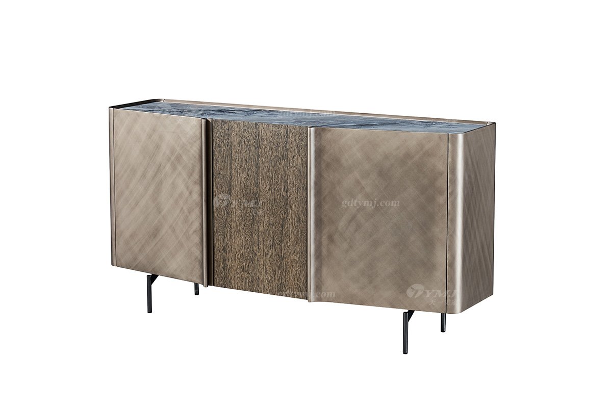 时尚91精品久久久久久水蜜桃意式极简家具别墅大宅家用大理石面+玫瑰金餐边柜