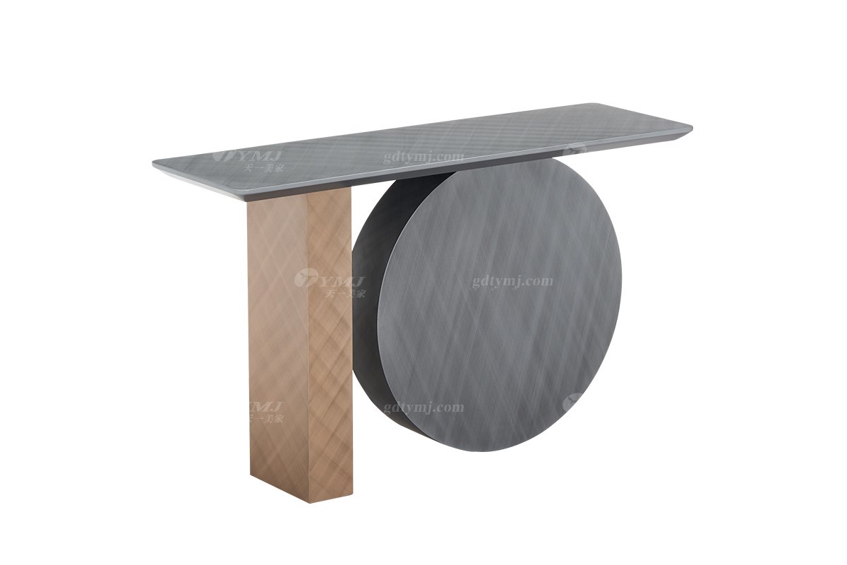 时尚91精品久久久久久水蜜桃意式极简家具别墅大宅家用创意钛钢灰+玫瑰金拉丝金属色玄关