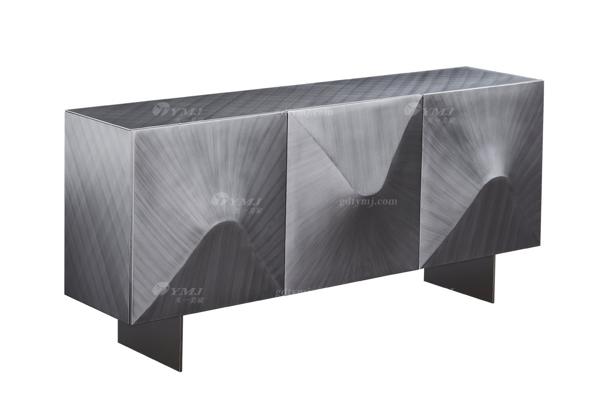 时尚91精品久久久久久水蜜桃意式极简家具别墅家用豪宅奢华钢钛灰+五金脚餐边柜