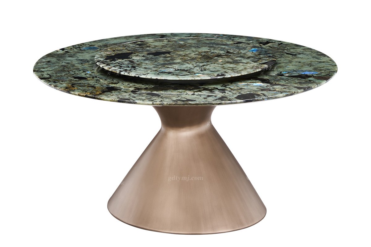 时尚91精品久久久久久水蜜桃意式极简家具别墅家用豪宅奢华天然蓝翡翠奢石圆餐台