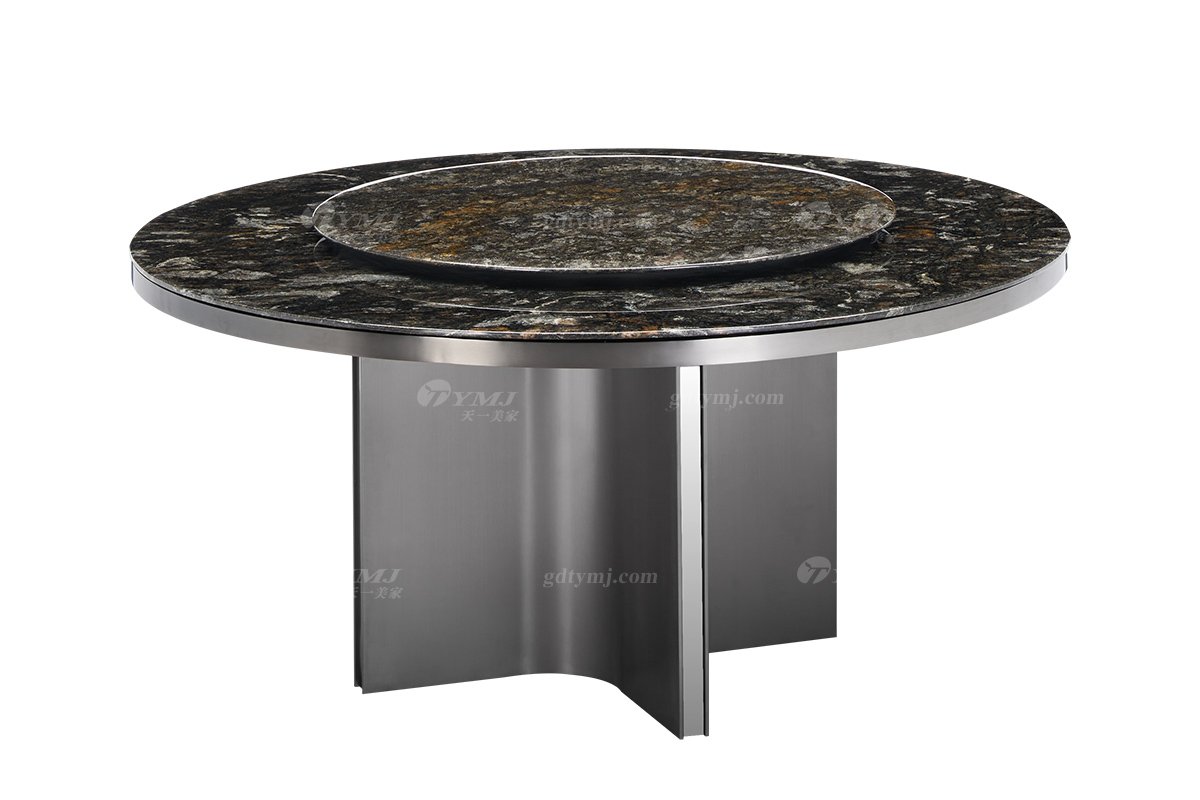 时尚91精品久久久久久水蜜桃意式极简家具别墅家用豪宅奢华铂金钻奢石圆餐台