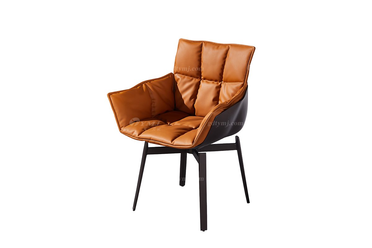 现代简约家具91精品久久久久久水蜜桃别墅会所家用时尚网红款真皮餐椅