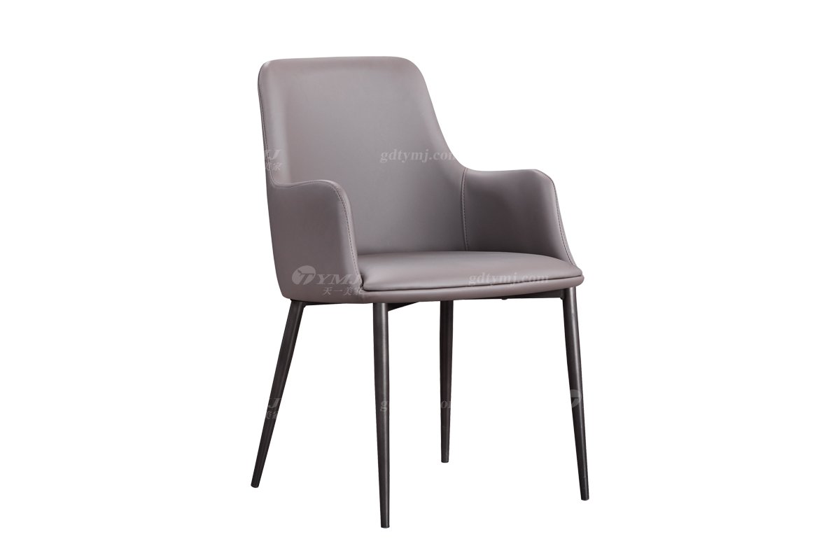 现代简约家具91精品久久久久久水蜜桃别墅会所家用时尚网红款灰色真皮餐椅