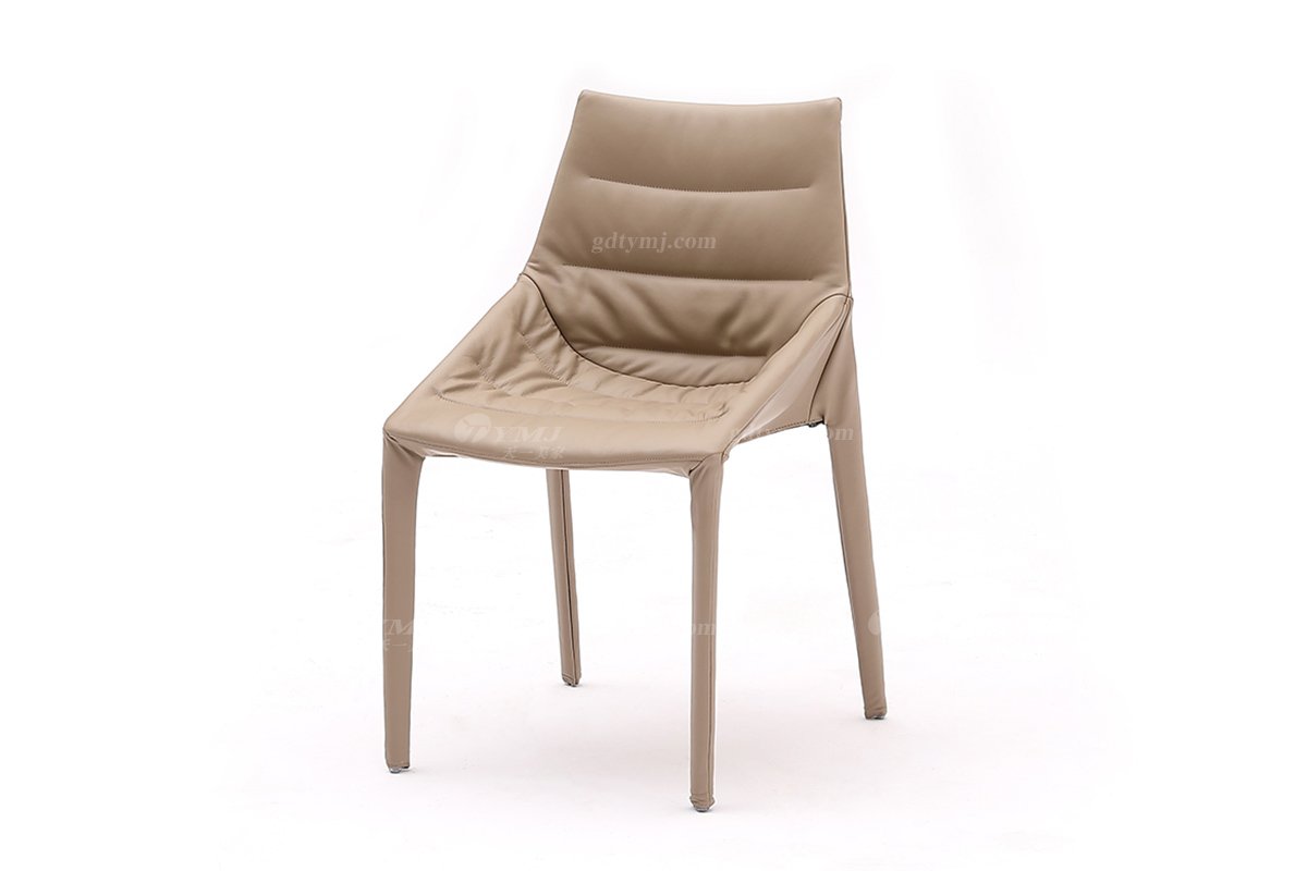  现代简约家具91精品久久久久久水蜜桃别墅会所家用时尚卡其色皮艺餐椅5317-1