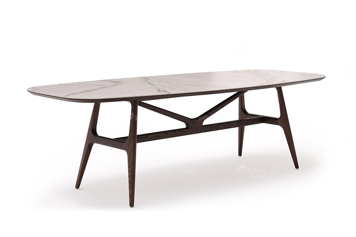  现代简约家具91精品久久久久久水蜜桃别墅会所家用时尚实木+岩板台面长餐台1903-1