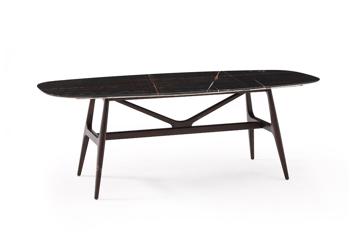  现代简约家具91精品久久久久久水蜜桃别墅会所家用时尚实木+岩板台面长餐台1903-2