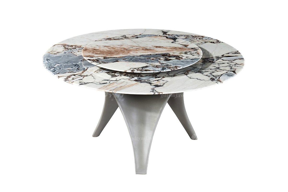  现代简约家具91精品久久久久久水蜜桃别墅会所家用时尚天然大理石圆餐桌5301-1
