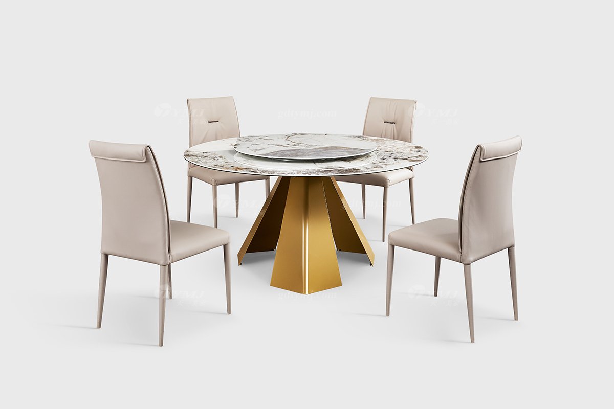  现代简约家具91精品久久久久久水蜜桃别墅会所家用时尚潘多拉岩板圆餐台21010B-1.5-1