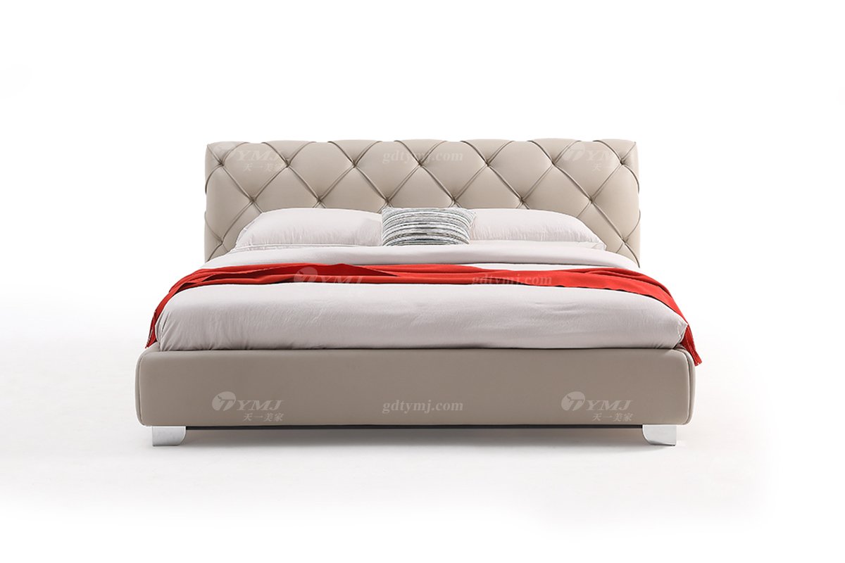  现代简约家具91精品久久久久久水蜜桃别墅会所家用时尚舒适真皮拉扣大床婚床双人床