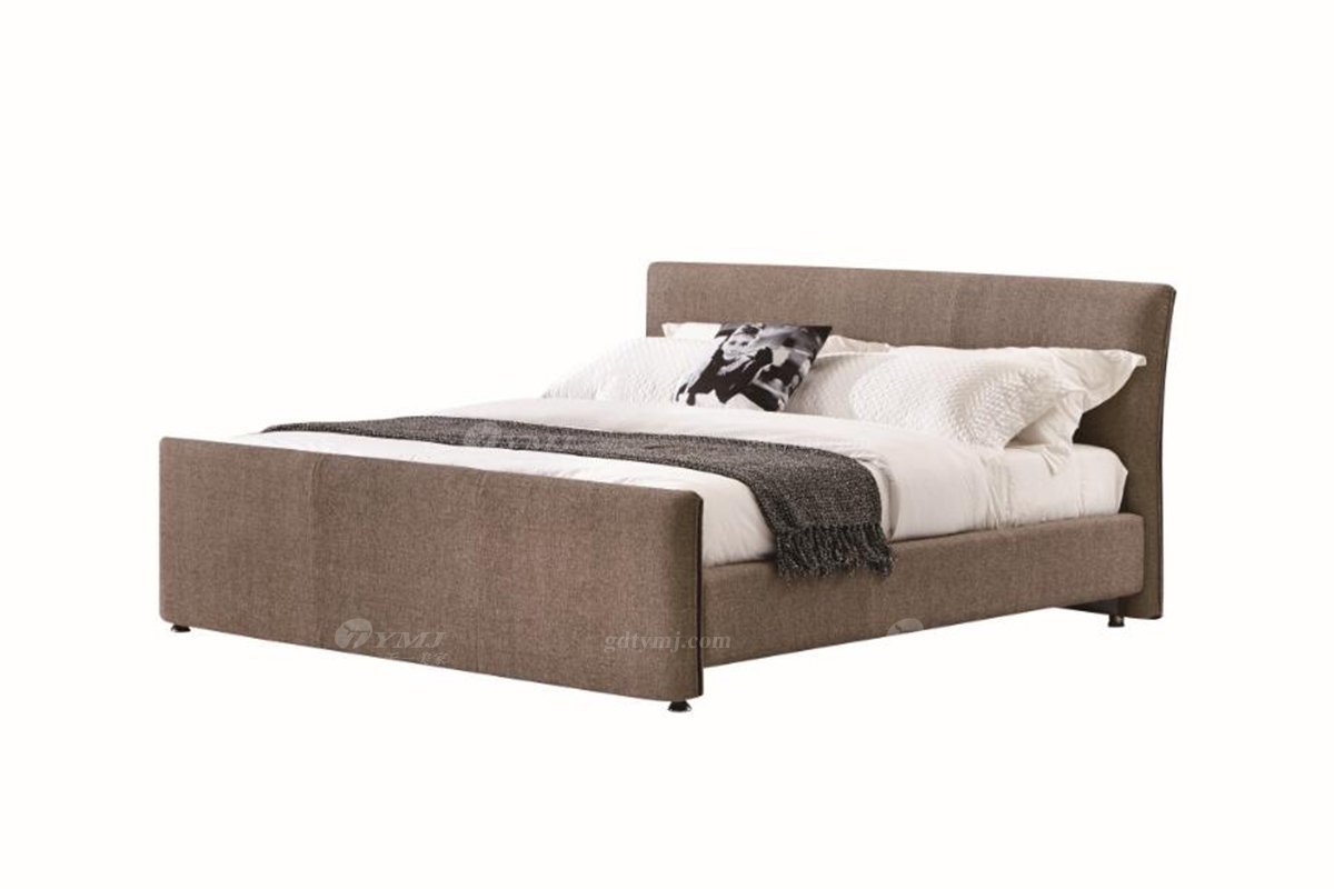  现代简约家具91精品久久久久久水蜜桃别墅会所家用时尚舒适棕色大床婚床双人床A2192-1