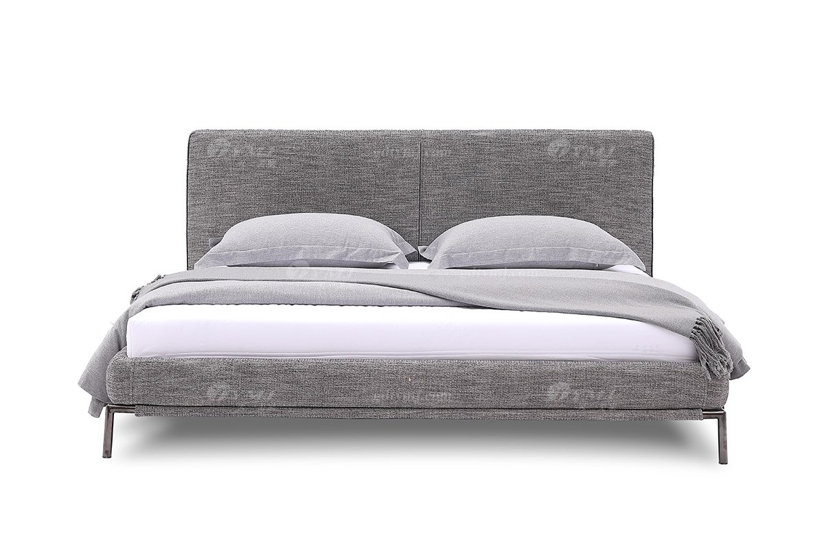  现代简约家具91精品久久久久久水蜜桃别墅会所家用时尚舒适极简灰色布艺大床婚床双人床