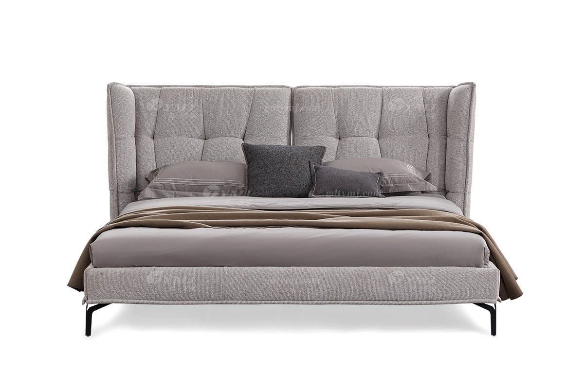  现代简约家具91精品久久久久久水蜜桃别墅会所家用时尚舒适灰色布艺主人房大床婚床双人床A2295B-1