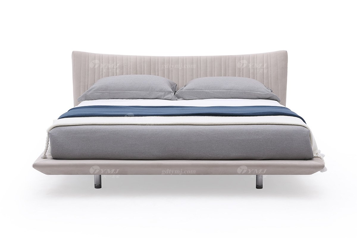  现代简约家具91精品久久久久久水蜜桃别墅会所家用时尚舒适创意灰色布艺悬浮大床婚床双人床