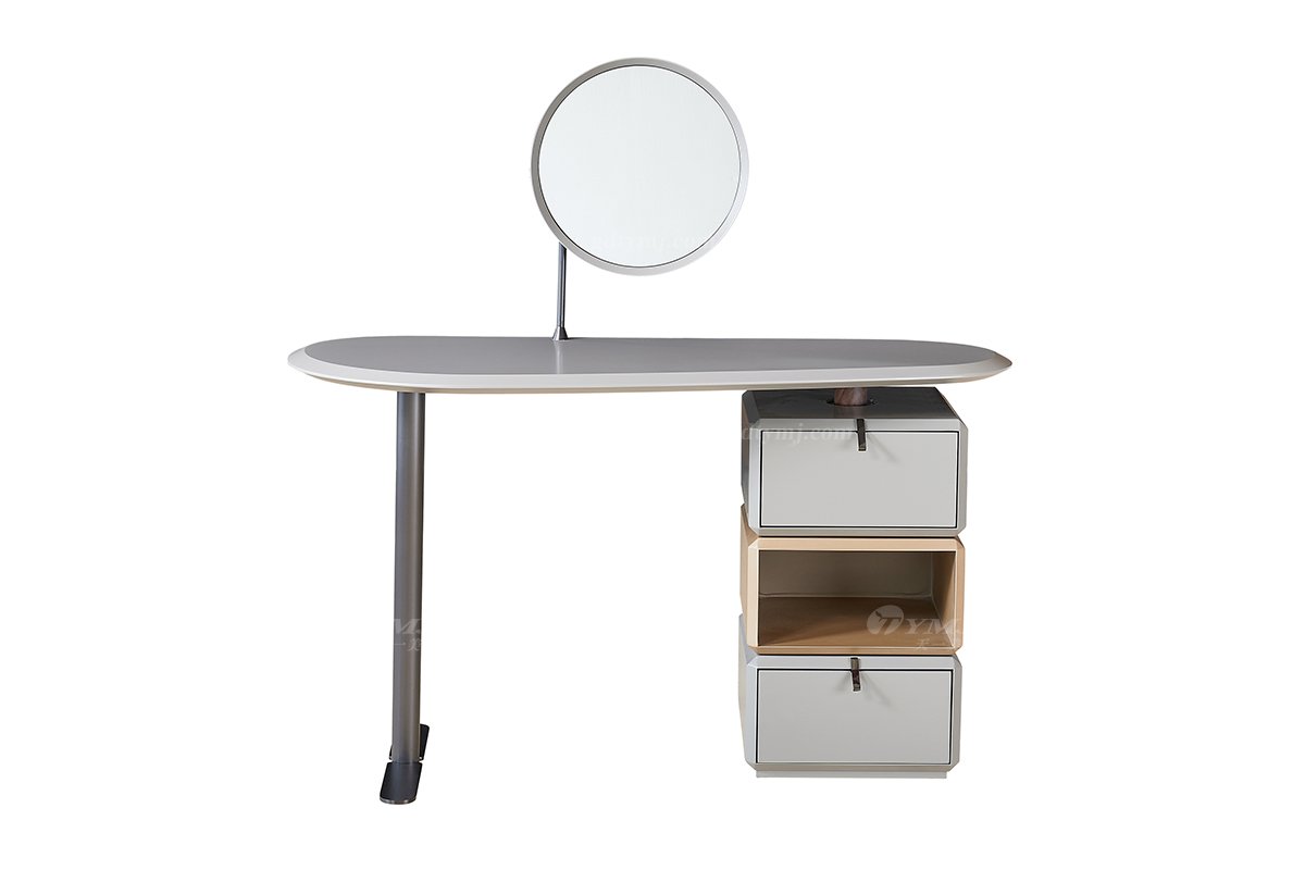  现代简约家具91精品久久久久久水蜜桃别墅会所家用时尚高级米灰哑光烤漆妆台书桌