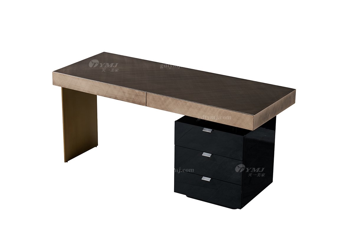  现代简约家具91精品久久久久久水蜜桃别墅会所家用时尚高级玫瑰金金属色书桌