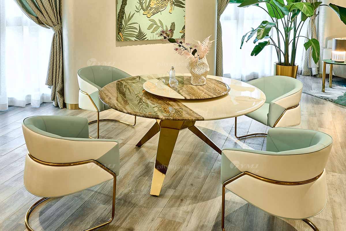 意式亚洲成AV人在线观看片水蜜桃91精品久久久久久水蜜桃别墅会所大宅家用时尚创意大理石+钛金属圆餐台FB118D25RL场景