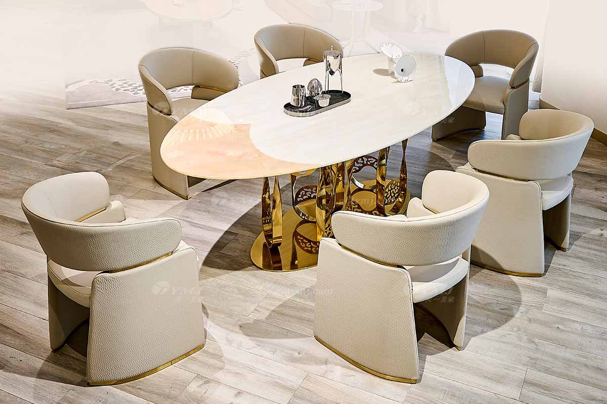 意式亚洲成AV人在线观看片水蜜桃91精品久久久久久水蜜桃别墅会所大宅家用时尚2.4米天然大理石+钛金属长餐台FB119D25CXL场景