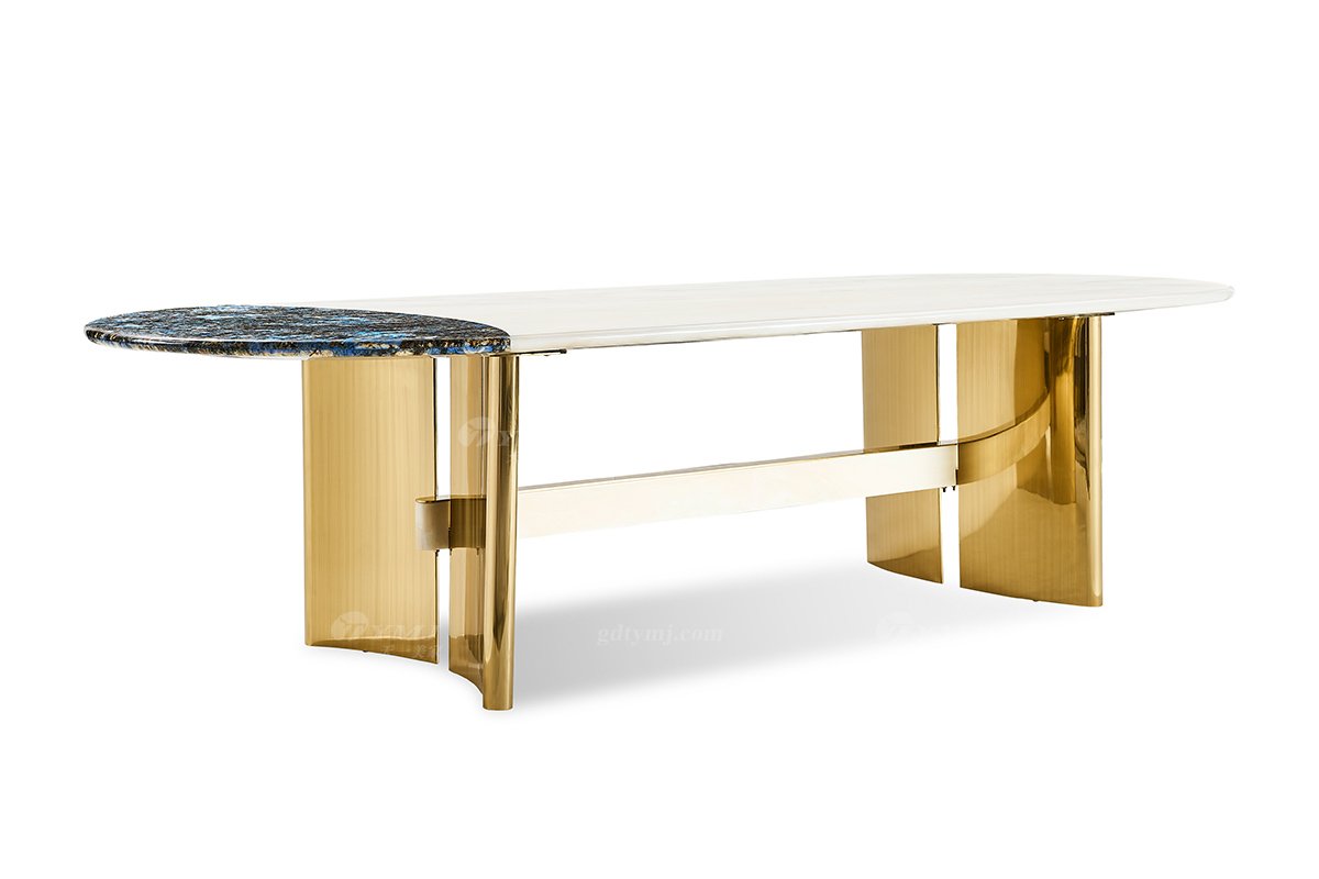 意式亚洲成AV人在线观看片水蜜桃91精品久久久久久水蜜桃别墅会所大宅家用时尚2.4米大理石+钛金属椭圆餐台FB128D25ES（1）