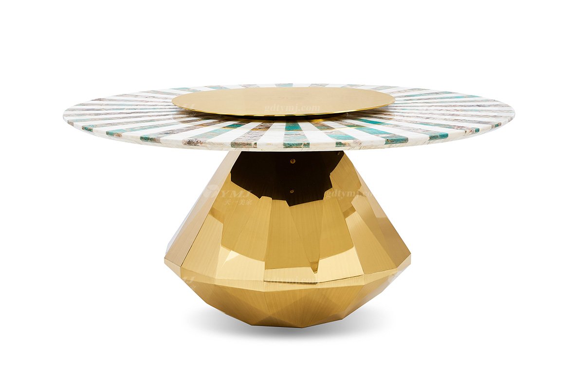 意式亚洲成AV人在线观看片水蜜桃91精品久久久久久水蜜桃别墅会所大宅家用奢华大气1.6米双拼大理石+钛金属圆餐台