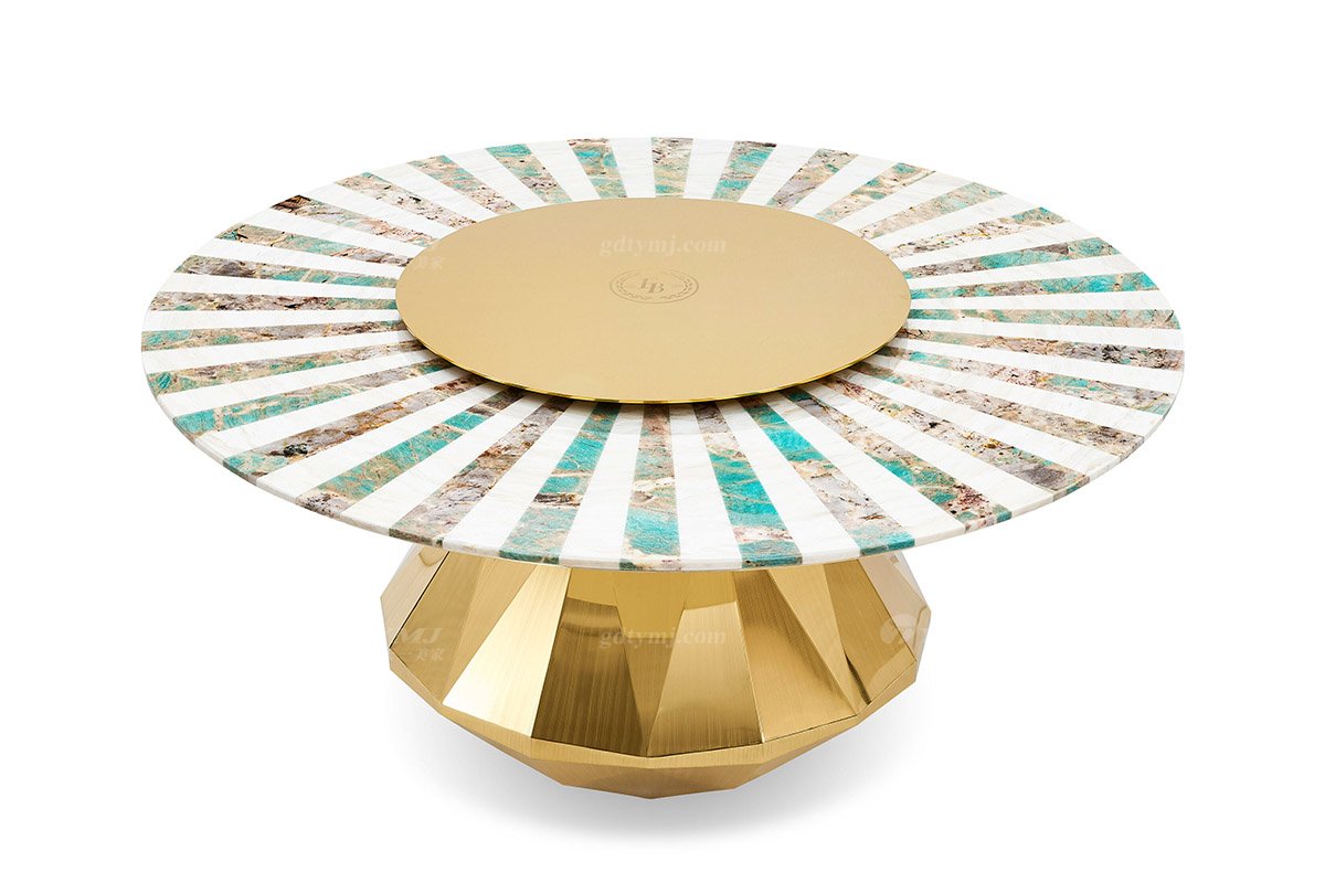 意式亚洲成AV人在线观看片水蜜桃91精品久久久久久水蜜桃别墅会所大宅家用奢华大气1.6米双拼大理石+钛金属圆餐台FB135D25RM（1）