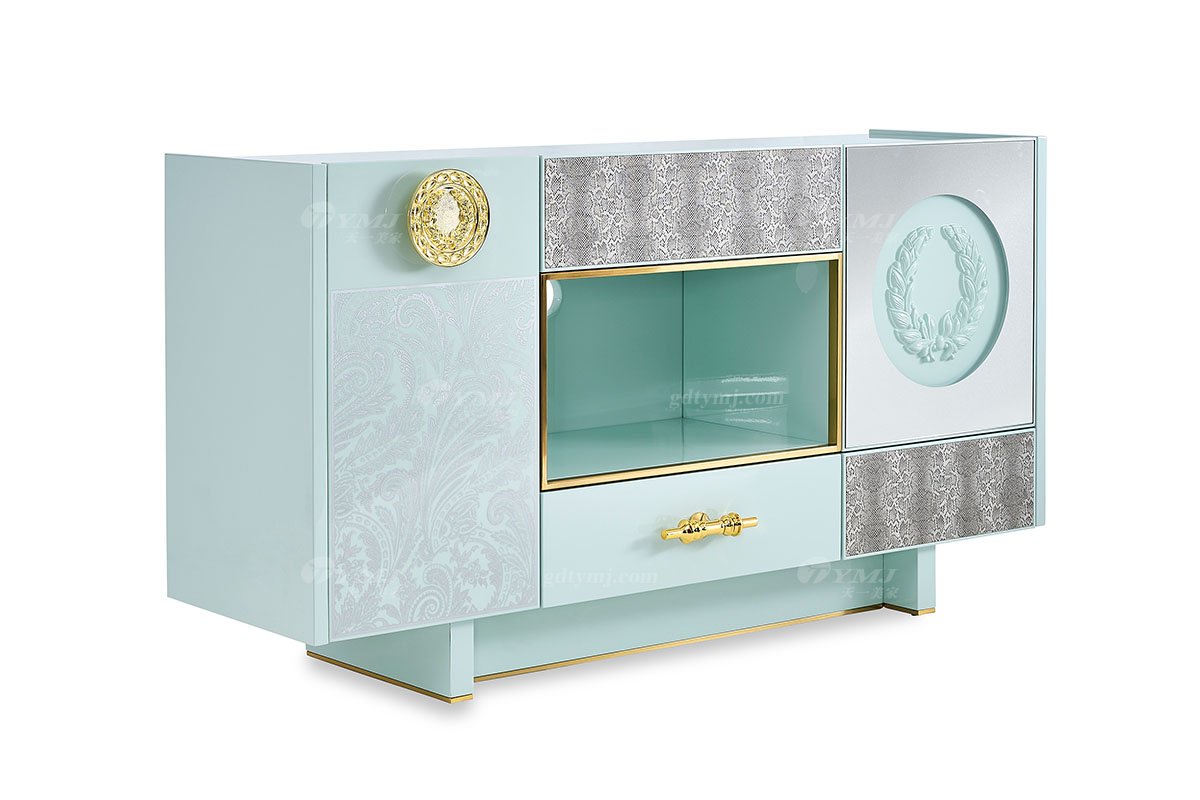 意式亚洲成AV人在线观看片水蜜桃91精品久久久久久水蜜桃别墅会所豪宅家用时尚奢华不锈钢金属绿色餐边柜105D7餐边柜1